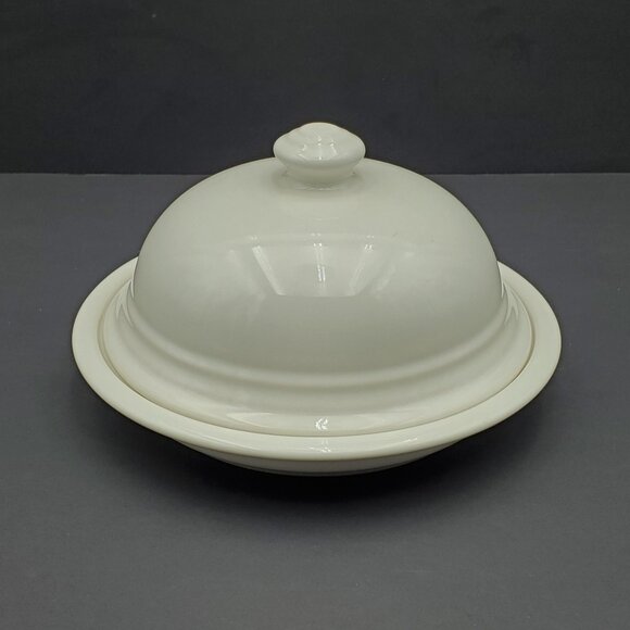Pfaltzgraff Terrace White Round Covered Butter Dish Cheese Snack Dessert Dish - Picture 1 of 6